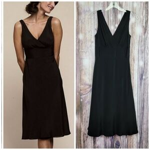 𝅺J.Crew Black Sophia Silk Tricotine Midi Dress